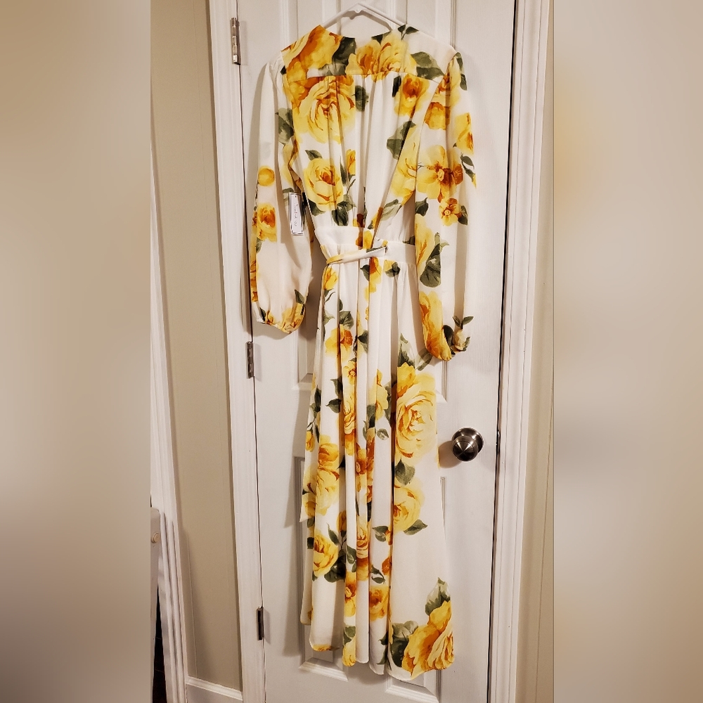 Premier Amour Long Sleeve Floral Faux Wrap Maxi Dress